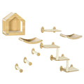 Wall Mounted Cat Furniture Set for Climbing and Play with Washable Pads Oak Cream Beige AOSOM