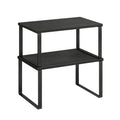 Set of 2 Black Cupboard Shelf Organisers for Kitchen or Pantry Storage by Songmics