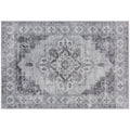 Large Vintage Area Rug for Living Room or Bedroom with Non Slip Backing Washable Grey