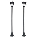 Set of 2 Black Solar Garden Post Lights with LED Lanterns and Dusk Sensor 1.2M Tall