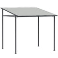 Wall Mounted Metal Pergola for Sheltered Outdoor Dining and Relaxing, Light Grey Outsunny