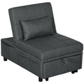 4 in 1 Convertible Sleeper Chair Bed with Pillow and Storage for Living Room Grey