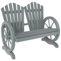 Grey Fir Wood Love Seat with Wheel Shaped Armrests and Sturdy Frame by Outsunny