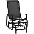 Black Outdoor Glider Rocking Chair with Metal Frame for Relaxing in the Garden