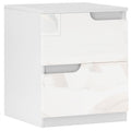 White High Gloss Bedside Table With 2 Drawers by HOMCOM