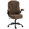Office Chair with Flip Up Arms for Space Saving and All Day Comfort Brown