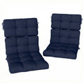Outdoor Seat and Back Cushions Set of 2 for Garden Chairs Easy Care Dark Blue AOSOM