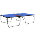 SPORTNOW 9FT Folding Tennis Table, with 8 Wheels, for Indoor Use, Blue AOSOM