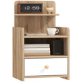 White Wood Effect Bedside Table with Multi Storage Shelves by HOMCOM