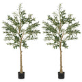Set of 2 Artificial Olive Trees 150cm Tall with 720 Leaves in Pots For Indoor Decor Green