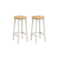 Set of 2 Oak Beige and Cloud White Bar Stools with Footrests for Kitchen or Home Bar by Vasagle
