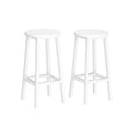 Set of 2 White Kitchen Bar Stools with Cushioned Seats and Metal Legs by Vasagle