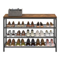 3 Tier Shoe Rack with Mesh Shelving Rustic Brown Industrial Design by Vasagle VASAGLE