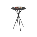 Round Black Coffee Table for Living Room with Matte Finish and Open Storage by Vasagle