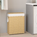 Foldable Synthetic Rattan Laundry Hamper with Lid and Removable Liner Yellow by Songmics