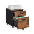 Rustic Brown and Black Lockable Rolling Filing Cabinet with 2 Drawers by Songmics