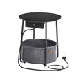Round Side Table in Ebony Black and Slate Grey for Living Room or Bedroom by Vasagle