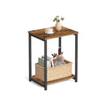 Rustic Brown Industrial Side Table with Steel Frame for Living Room or Bedroom by Vasagle
