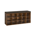 Rustic Brown Shoe Rack Bench with Padded Seat and Storage Shelf for Entryway by Vasagle