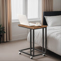 Industrial C Shaped End Table with Wheels for Living Room or Bedroom by Vasagle