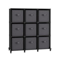 9 Cube Storage Organiser with Fabric Drawers in Ink Black and Dove Grey by Songmics