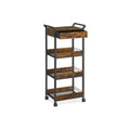 4 Tier Rolling Storage Trolley with Rustic Brown Shelves and Black Frame by Vasagle