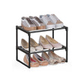 Black 2 Tier Shoe Rack Organiser Holds 3 to 6 Pairs Space Saving Design by Songmics