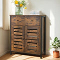 Brown Kitchen Storage Cabinet with Drawer and Louvered Doors for Home by Vasagle