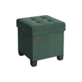 Foldable Storage Ottoman with Wooden Feet in Retro Green 38 x 38 cm by Songmics