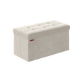 Foldable Small Ottoman Footstool with Storage and Padded Seat for Living Room by Songmics