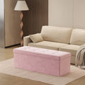 Pink Velvet Foldable Storage Ottoman Bench with Two Extra Boxes for Living Room by Songmics 110x38x38cm
