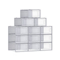 Pack of 12 Stackable Shoe Storage Boxes Transparent and Dove Grey Space Saving by Songmics