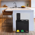 Triple Metal Kitchen Recycling Pedal Bin with Lids and Inner Buckets for Kitchen Waste by Songmics