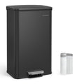 Large 40L Black Steel Kitchen Bin with Soft Close Lid and 15 Liner Bags by Songmics