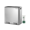 Double Rubbish Bin in Stainless Steel with two 30L buckets and bin liners by Songmics