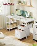 Maple White Computer Desk with 3 Shelves and 2 Drawers 140 cm by VASAGLE VASAGLE