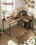 L Shaped Rustic Corner Desk with Adjustable Shelves 120 x 80 cm by Vasagle VASAGLE