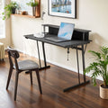 Computer Desk with LED Lights Power Outlets and Monitor Shelf for Home Office by Vasagle