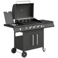 5 Burner Gas Barbecue Grill for Easy Family Cooking and Garden Entertaining Black Outsunny