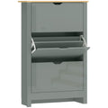 Shoe Cabinet for Hallway Storage with Three Drawers and Slim Space Saving Design Light Grey AOSOM