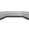 Camping Windbreak with Clear Windows and Steel Poles for Beach and Caravan Use Grey AOSOM