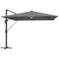 Square Cantilever Parasol with Lights and UPF 30+ Adjustable Shade for Patio, Light Grey Outsunny