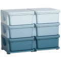 Kids Storage Unit With 6 Pull Out Drawers Ideal For Toys Books And Clothes, Blue