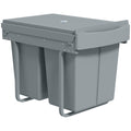 Pull Out Under Sink Kitchen Bin with Dual Compartments for Easy Waste and Recycling Grey
