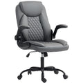 Ergonomic Faux Leather Office Chair With Flip Up Armrests For Home Or Office, Charcoal Grey
