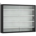 Wall Display Cabinet with Adjustable Shelves and Sliding Glass Doors for Ornaments Black AOSOM