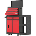 Rolling Tool Chest With Lockable Drawers and Slim Design for Small Garages Black Red