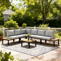 Modular Garden Sofa Set with Cushions and Side Tables for Flexible Outdoor Seating Black Light Grey