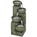 4 Tier Garden Water Fountain Feature with Stone Effect Bowls and Adjustable Water Flow