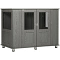 Indoor Wooden Dog Crate Table with Magnetic Door for Medium and Large Dogs Grey